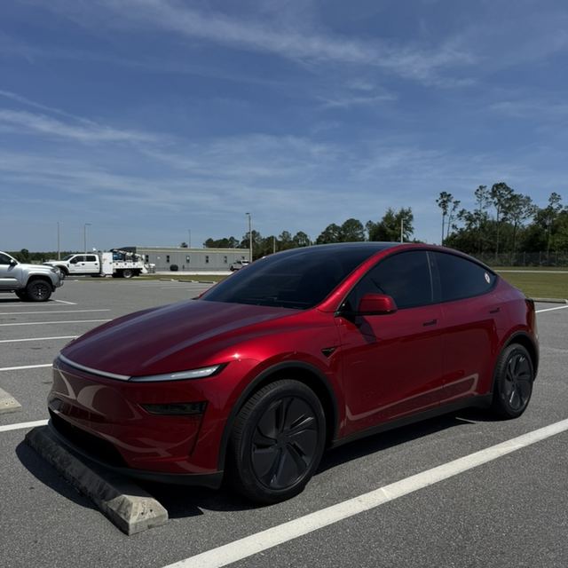 Ceramic window tint on a red Tesla — Kissimmee, FL