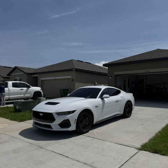 Ceramic window tint on a white Ford Mustang — Kissimmee, FL